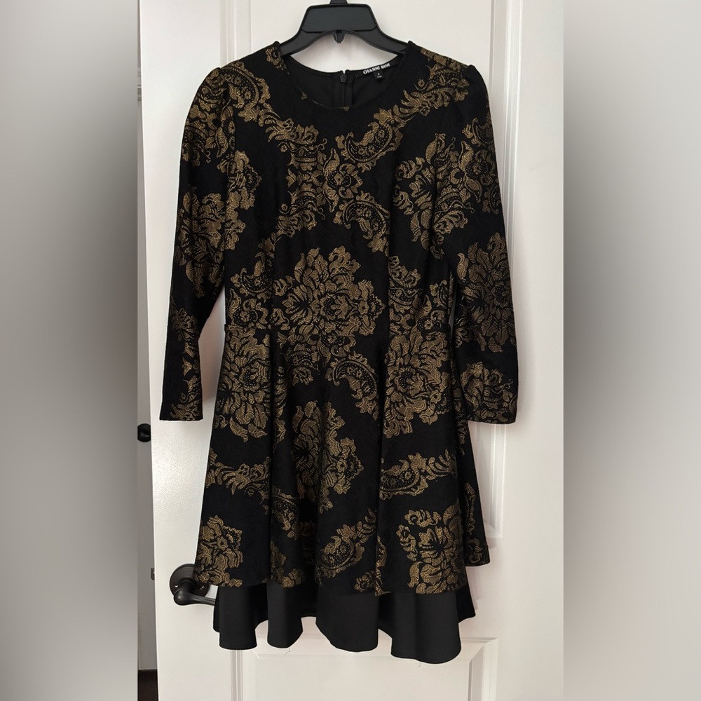 Gianni Bini Black and Gold Floral Dress
